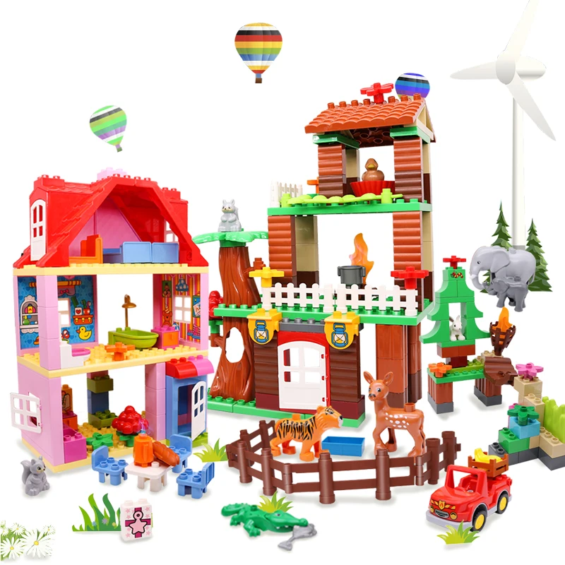 DIY джунгли Приключения строительные блоки большой размер сборные кирпичи дети