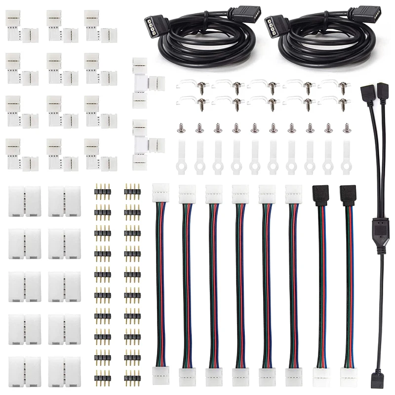 

TOP LED 5050 Connector Kit 10 mm 4-Pin, Including Most Solderless LED Strip Connectors, Provides Most Parts for DIY