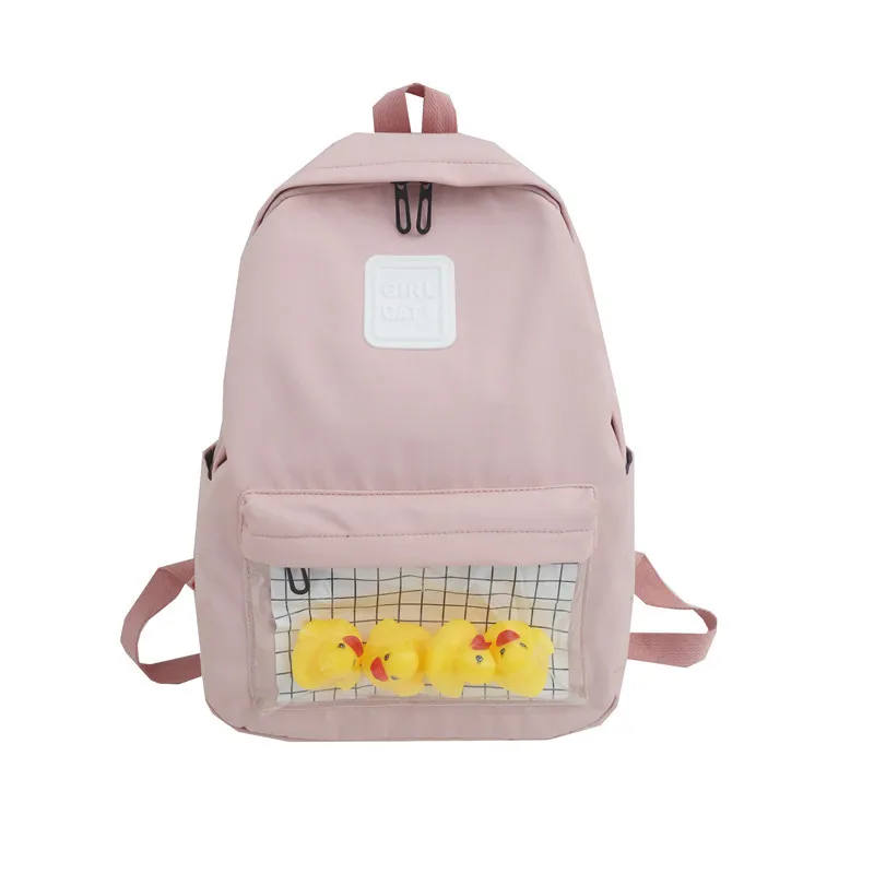 Casual Clear Waterproof Womens Backpack Harajuku Nylon Travel Schoolbags Cute Small Duck Student Back Pack Teen Girls Bookbags | Багаж и