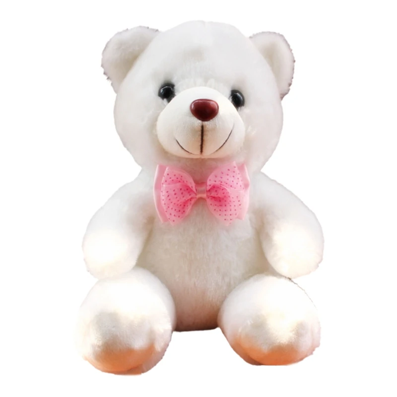 

20cm Colorful Glowing Bear Stuffed Animals Doll Kids Birthday Christmas Gifts Creative Plush Light up Toy L4MC