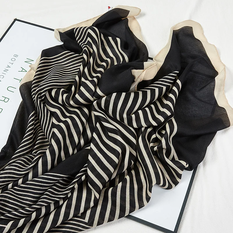 Женский шарф из хлопка и льна Ins Wind шелковый хиджаб элегантный длинный в стиле