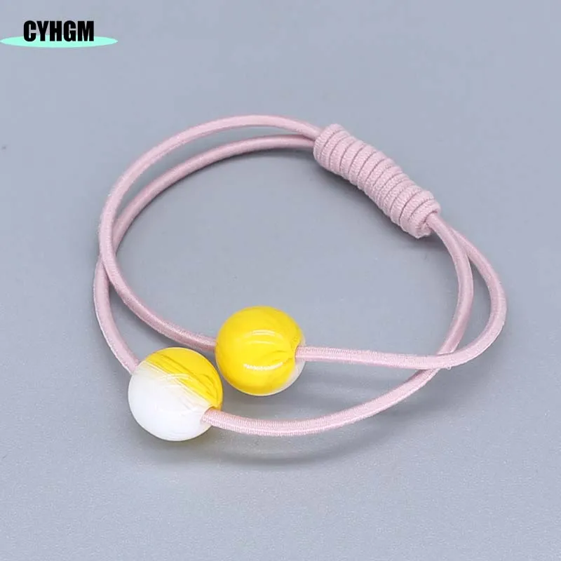 G016-pink-yellow Эластичные резинки для волос для девочек кавайные резинки для волос украшения желе бант satynowa gumka cheveux femme аксессуары для волос бренд G016 - Цвет: G016-pink-yellow