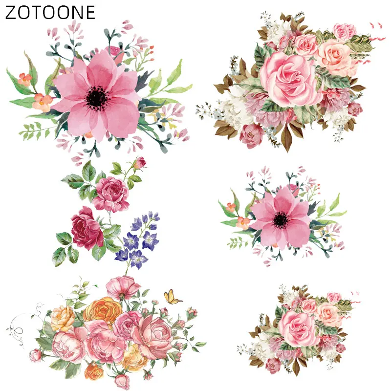 ZOTOONE нашивки в виде Розы с помощью утюга и принтом Цветущий наклейки для одежды