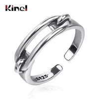 kinel s925 sterling silver ring jewelry street hot retro personality trend index finger smooth ring opening adjustable men and