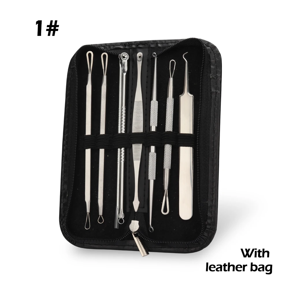 8pcs With leather L 360 градусов Регулируемый профессиональный светодиодный сенсорный экран макияж зеркало светодиодный зеркало для макияжа набор игл для удаления угрей - Цвет: 8pcs With leather L