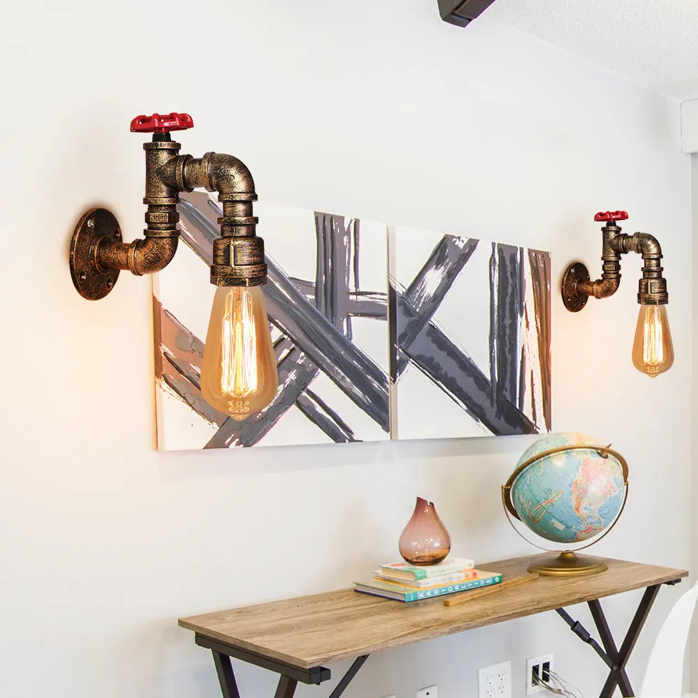 

American Restaurant Coffee Bar Wall Lamp Retro Industrial Style Corridor Plumbing Lamp Bedroom Bedside Wall Lamp E27