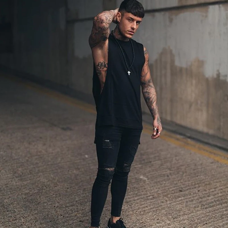 

Men Sports Vest Back Print Quick Dry Breathable Elastic Tank Top for Fitness THJ99