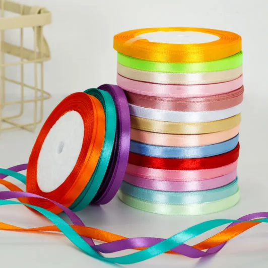 Атласная лента 6 мм для рукоделия швейная ткань ручной работы принадлежности