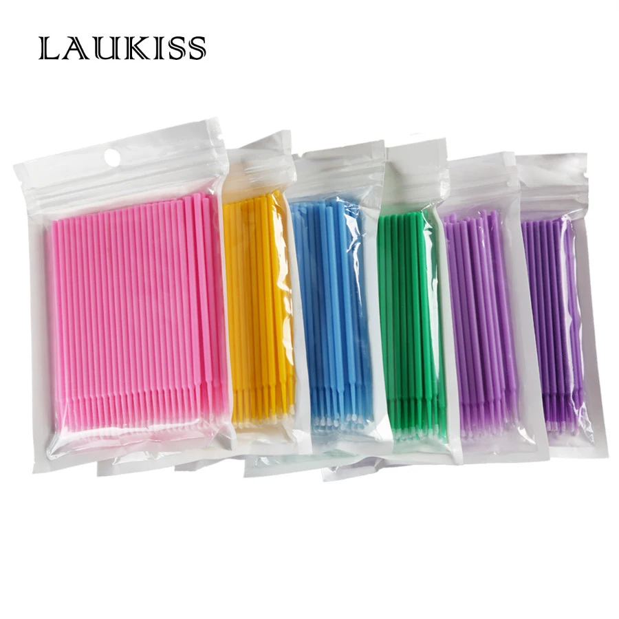 

Laukiss100/200pcs Micro Disposable Eyelash Extension Clean Brush Individual Applicators Mascara BrushEyelash Glue Cleaning Stick