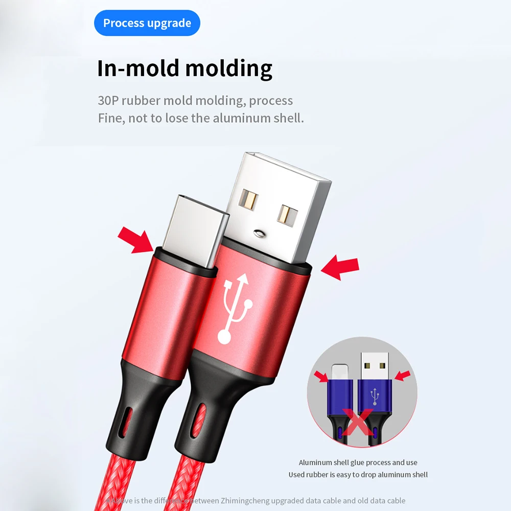 2 в 1 кабель Micro USB Type C для быстрой зарядки и передачи данных Huawei P20 P30 Mate Samsung S9 S10 +