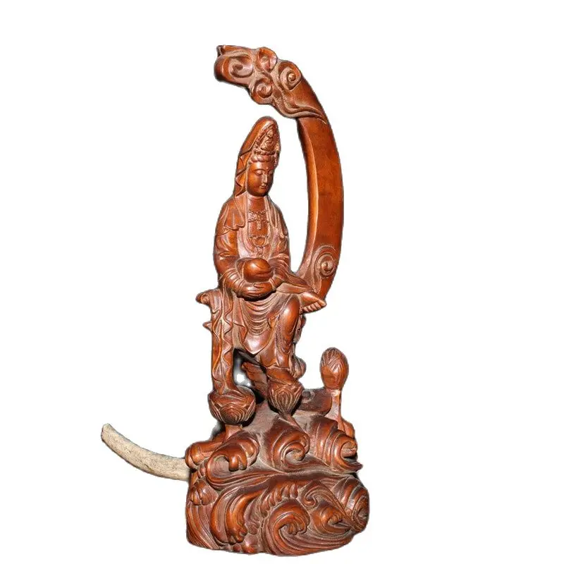 

Boxwood Carved Solid Guanyin Bodhisattva Decoration