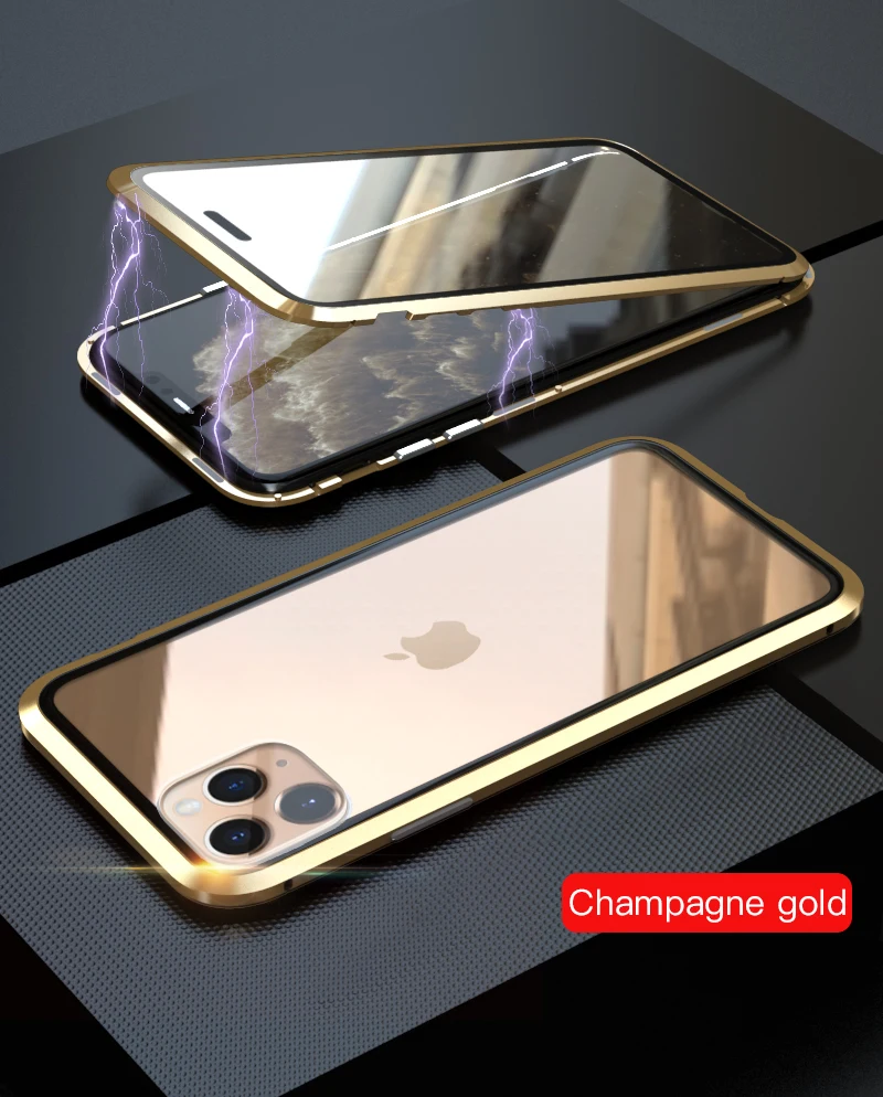 LUPHIE, Магнитный чехол на 360 градусов для iPhone 11 Pro Max, чехол, передний и задний стеклянный чехол для iPhone 11 pro Max, Магнитный чехол