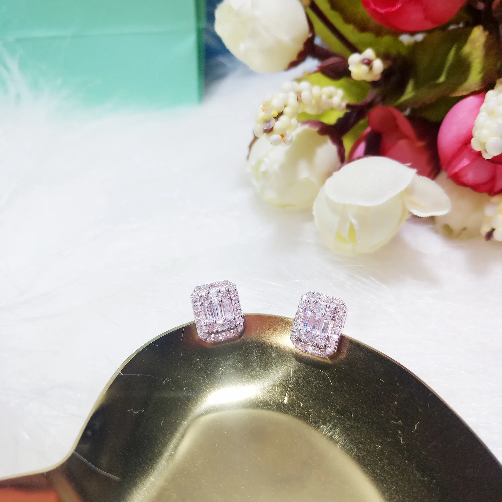 Женские квадратные серьги TSHOU105 TIFF из серебра 925 пробы рождественские подарки для