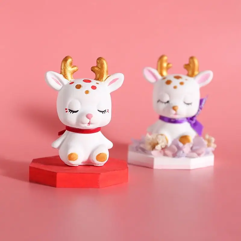 Fawn plaster mold Scented candle Creative manual table setting Christmas deer car decoration silicone | Дом и сад