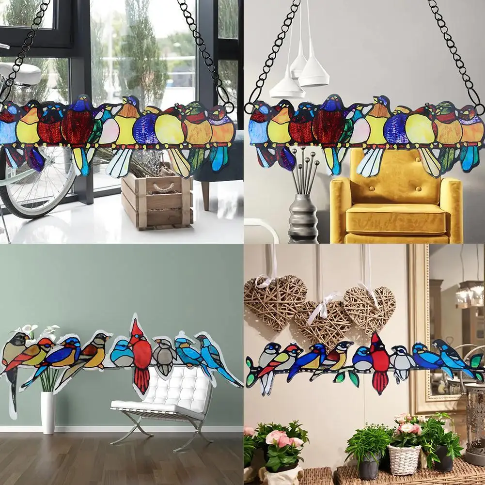 

Spring Bird Species Stained Pendant Window Hanging Suncatcher Acrylic Birds Hanging Decorative Boards Crafts Signs Plaques