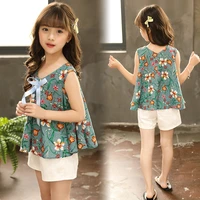 clothes for girls floral print vest shorts suit summer princess outfits for girls kids girls clothing set 3 5 7 9 10 12 years