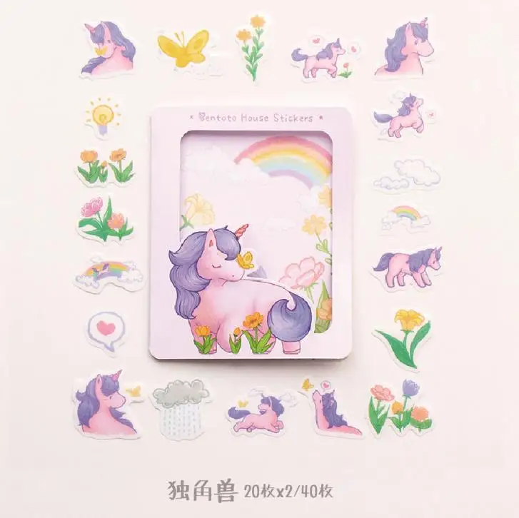 4 40 шт./упак. Kawaii животное Пингвин Оттер собака кошка Единорог лиса DIY декоративные этикетки для скраббукинга альбом канцелярские принадлежности для наклеек - Цвет: 4
