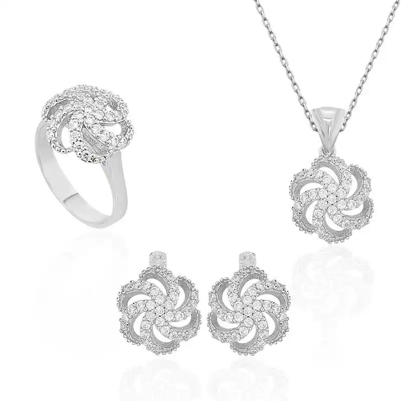 

Серебряный Женский комплект Silverlina с цветочным узором