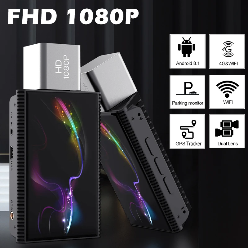 Автомобильный видеорегистратор Bluavido 4G Android 8.1 GPS двойная камера FHD 1080P WiFi ночное