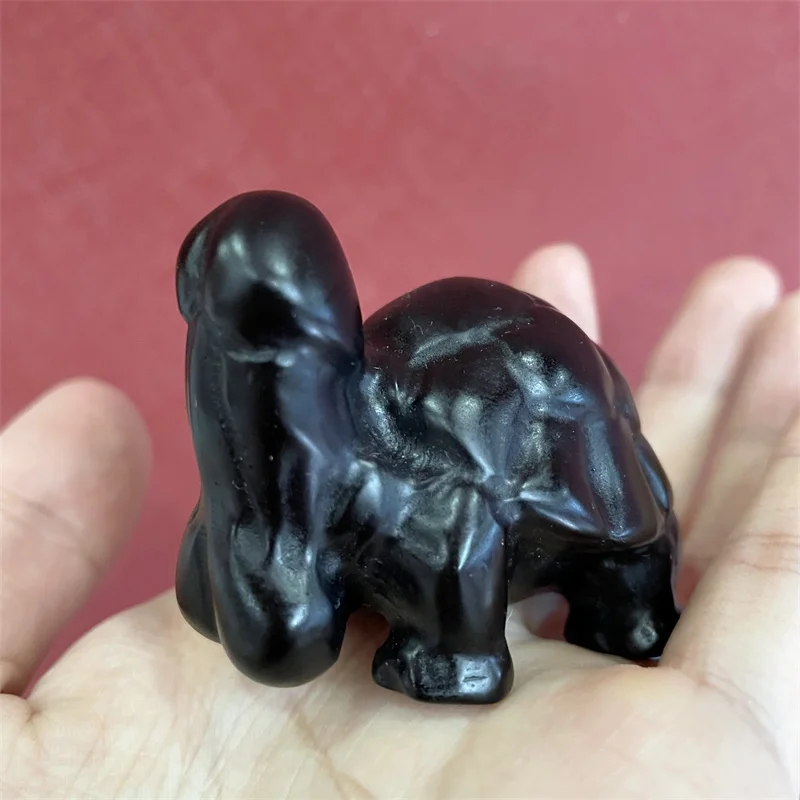 

Natural Black Obsidian Tortoise Statue Gemstone Carving Healing Crystal Animals Figurines Reiki Stones Decoration