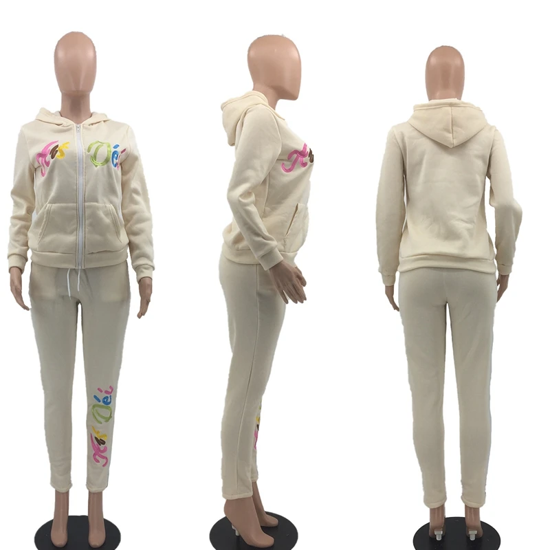 

ZOOEFFBB Fall Tracksuit Two Piece Set for Women Clothes Long Sleeve Hoodie and Sweatpants Suits Loungewear Outfits Matching Sets