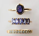 3 шт.компл. модные обручальные кольца золотого цвета для женщин, элегантные кольца с фиолетовым кубическим цирконием, Женский фотоподарок