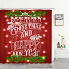 Счастливого Рождества занавески для душа с принтом счастливого Нового года Санта красный узор водонепроницаемые занавески для душа Ванная комната Декор 180x240cm