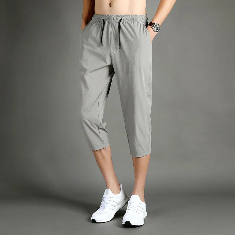 

Summer lightweight ice silk shorts men's 2021 summer Korean casual Capris loose sports pants student large