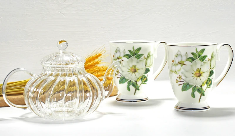 3pcs set pumpkin glass tea pot and bone china espresso cup taza coffee gift dispenser for service a cafe | Дом и сад