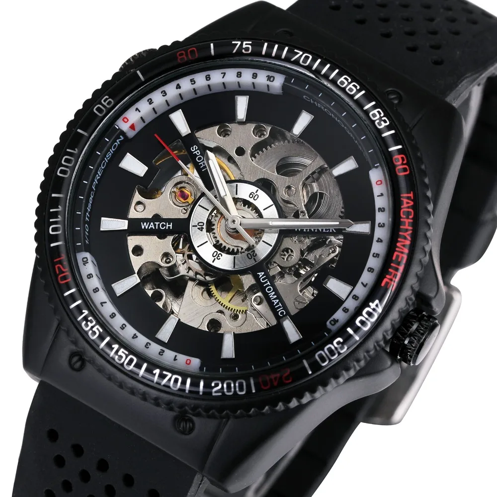 Часы WINNER мужские наручные в стиле милитари светящиеся механические компоненты с