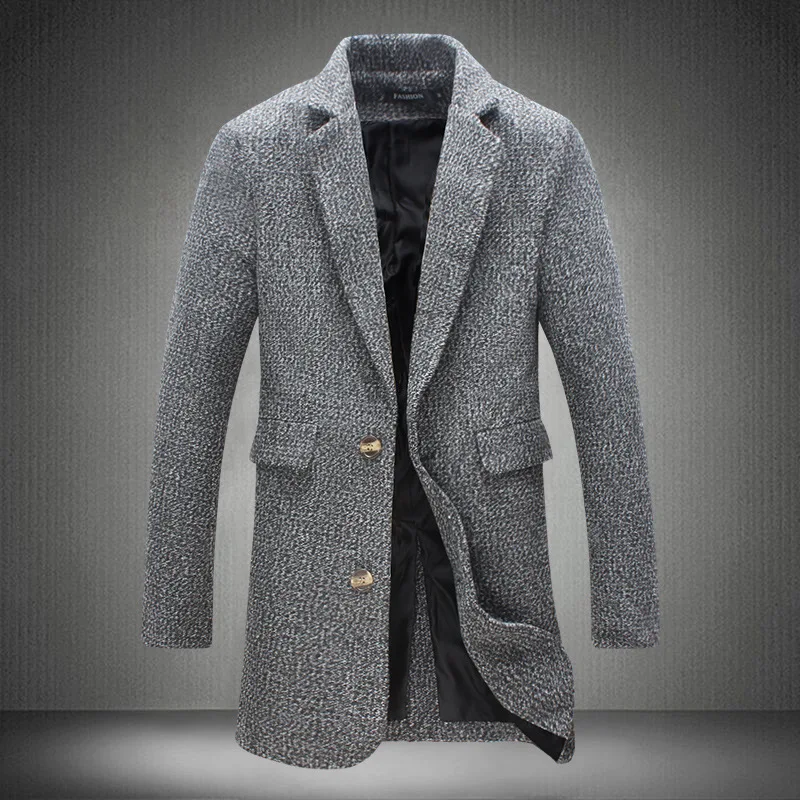 2019 Новая зимняя мужская шерстяная куртка для отдыха длинные шерстяные пальто