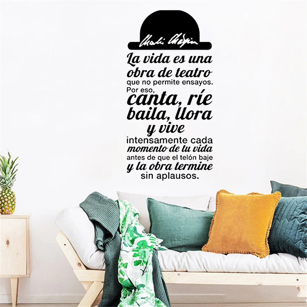 

Spanish Quote Wall Sticker La Vida Es Una Obra De Teatro Wall Decals Art For Living Room Bedroom Home Decor Vinyl ru4020