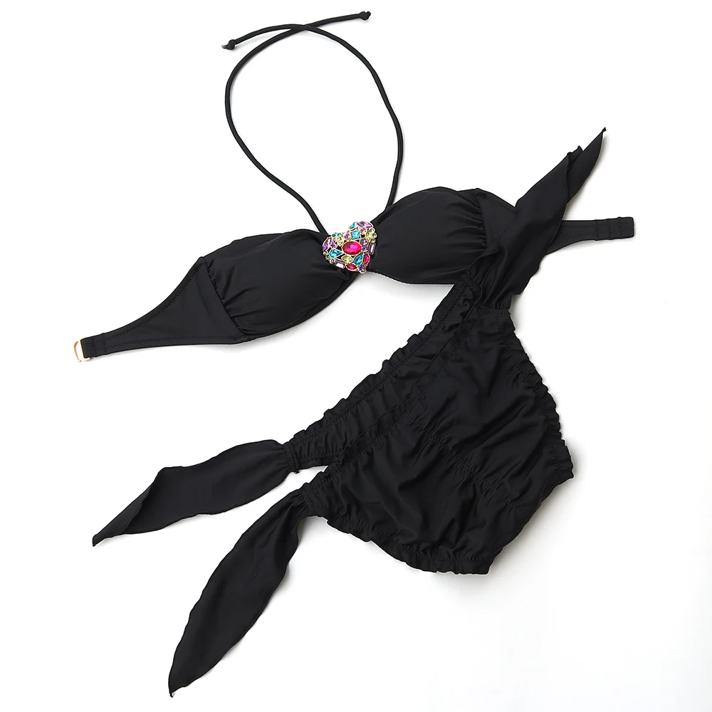 Новинка 2019 комплекты бикини для женщин купальник пляжная одежда черное сердце