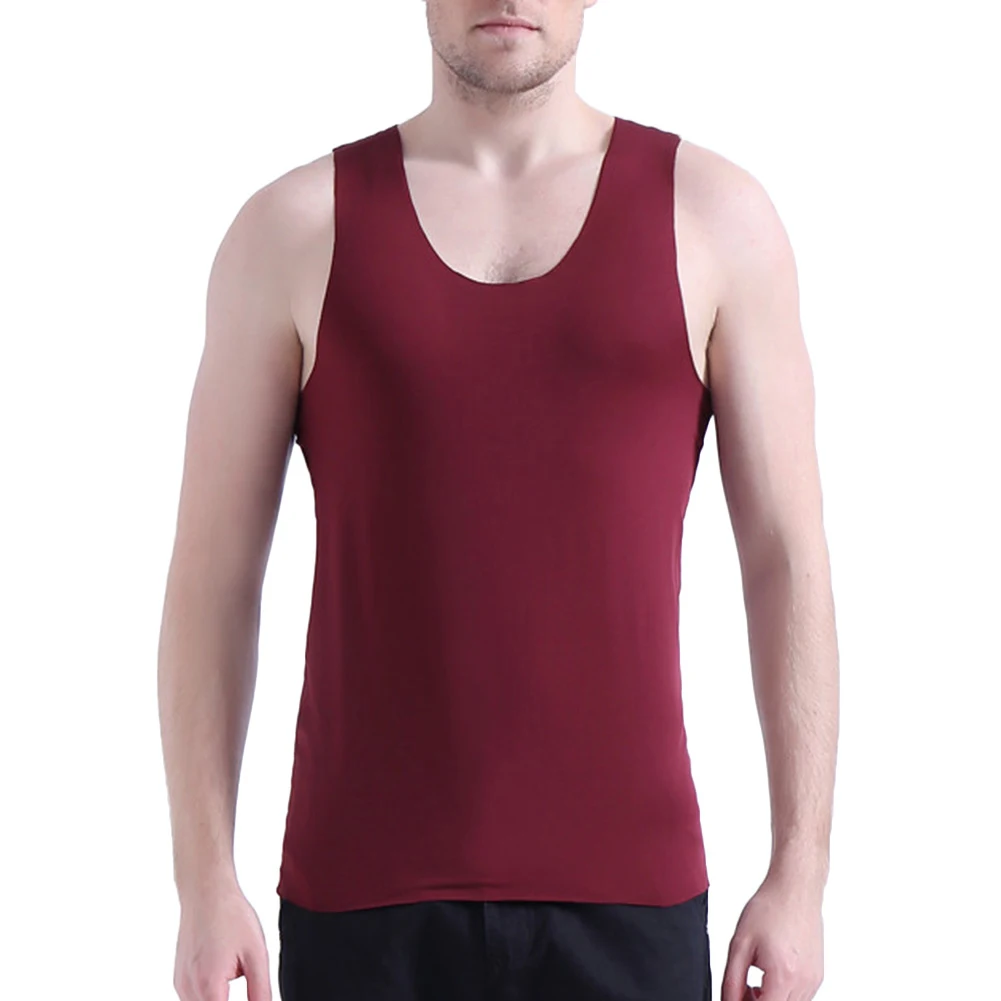 Мужская однотонная бесшовная хлопковая Футболка с глубоким вырезом без рукавов