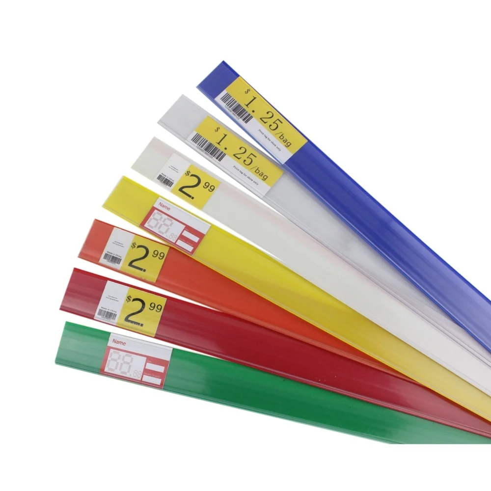 

Plastic Pvc Shelf Data Strips Clip Holder Merchandise Price Talker Sign Label Display with Adhesive Tape