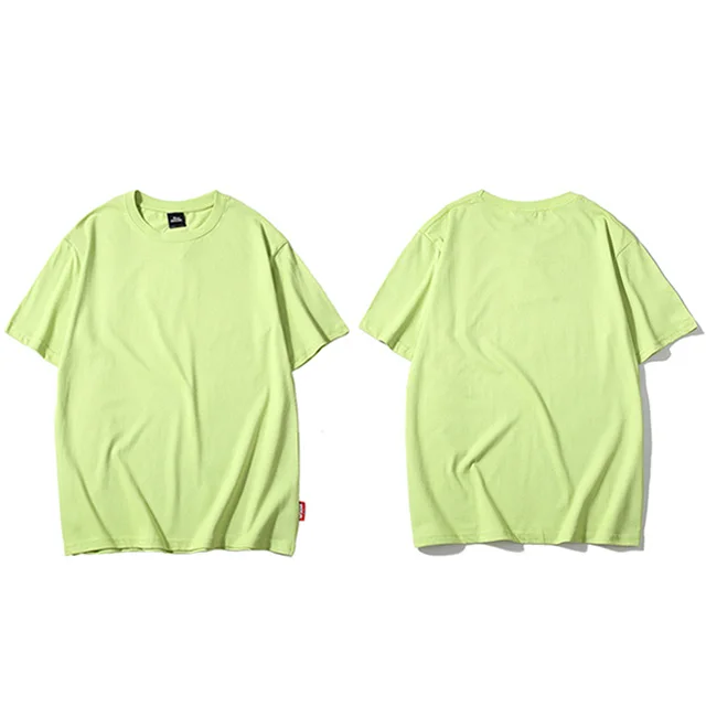 A188001 Light Green Простая футболка в стиле Харадзюку, лето, хип-хоп футболка, 100 хлопок, мужские зеленые футболки, уличная одежда, Повседневные базовые топы, футболки с коротким рукавом - Цвет: A188001 Light Green
