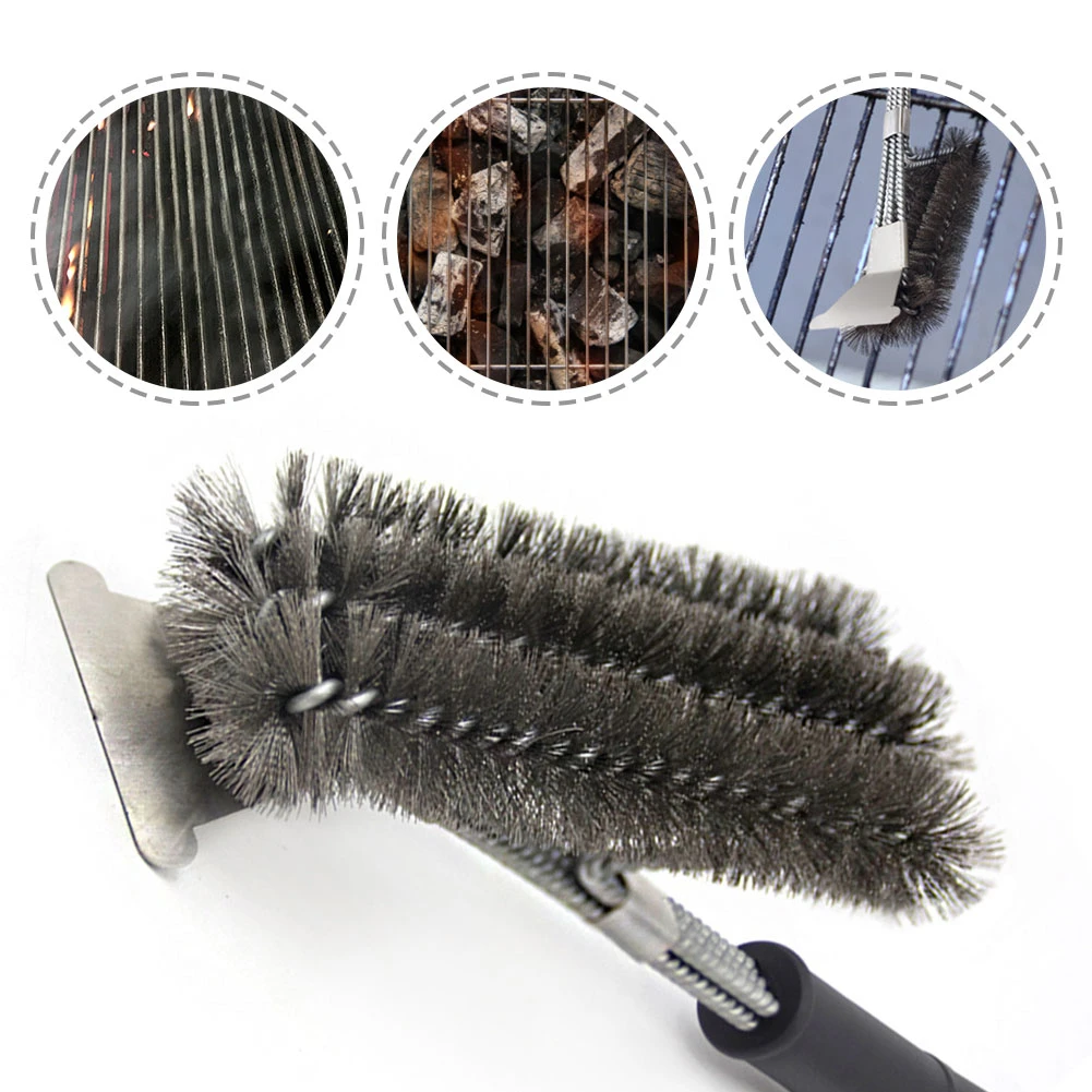 3в1 щетка для чистки барбекю из нержавеющей стали с антипригарным покрытием