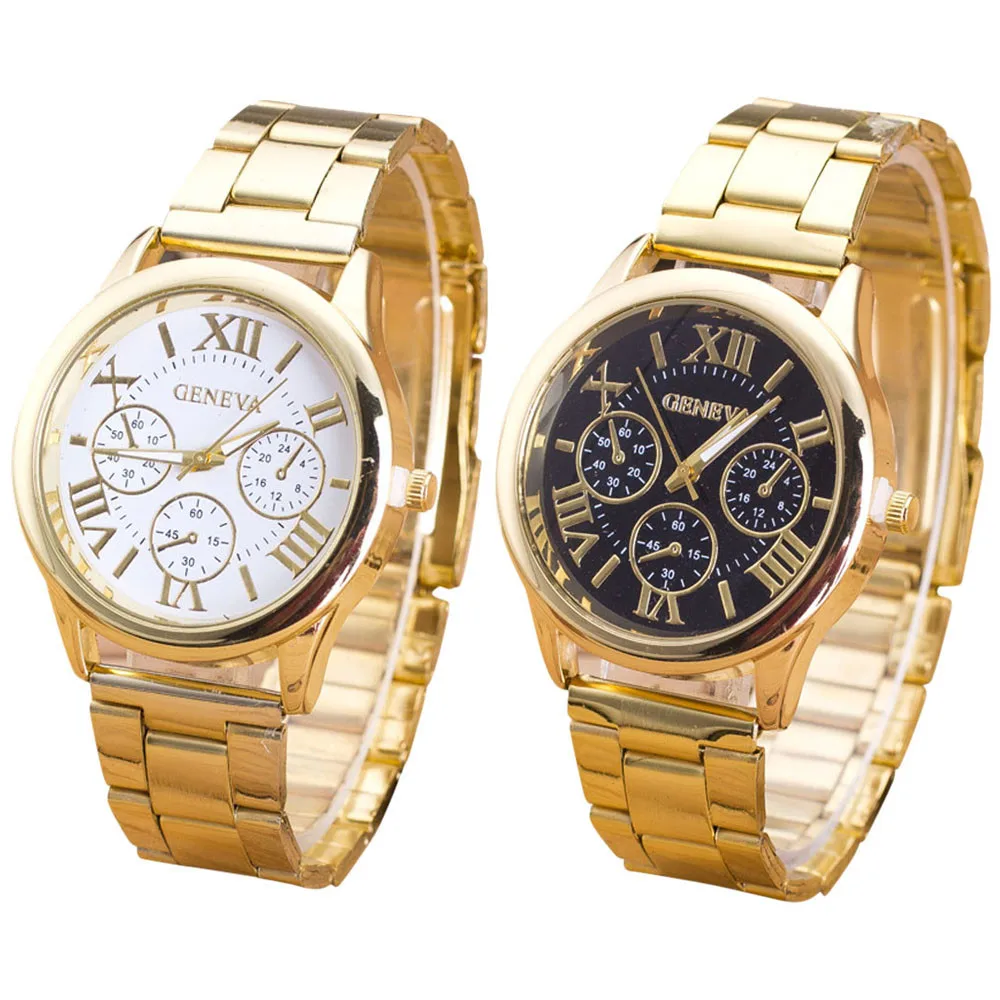 

Fashion Women Watch Roman Numerals Female Clock Stainless Steel Classic Round Dial Gold Quartz Wrist watches Relogio Feminino