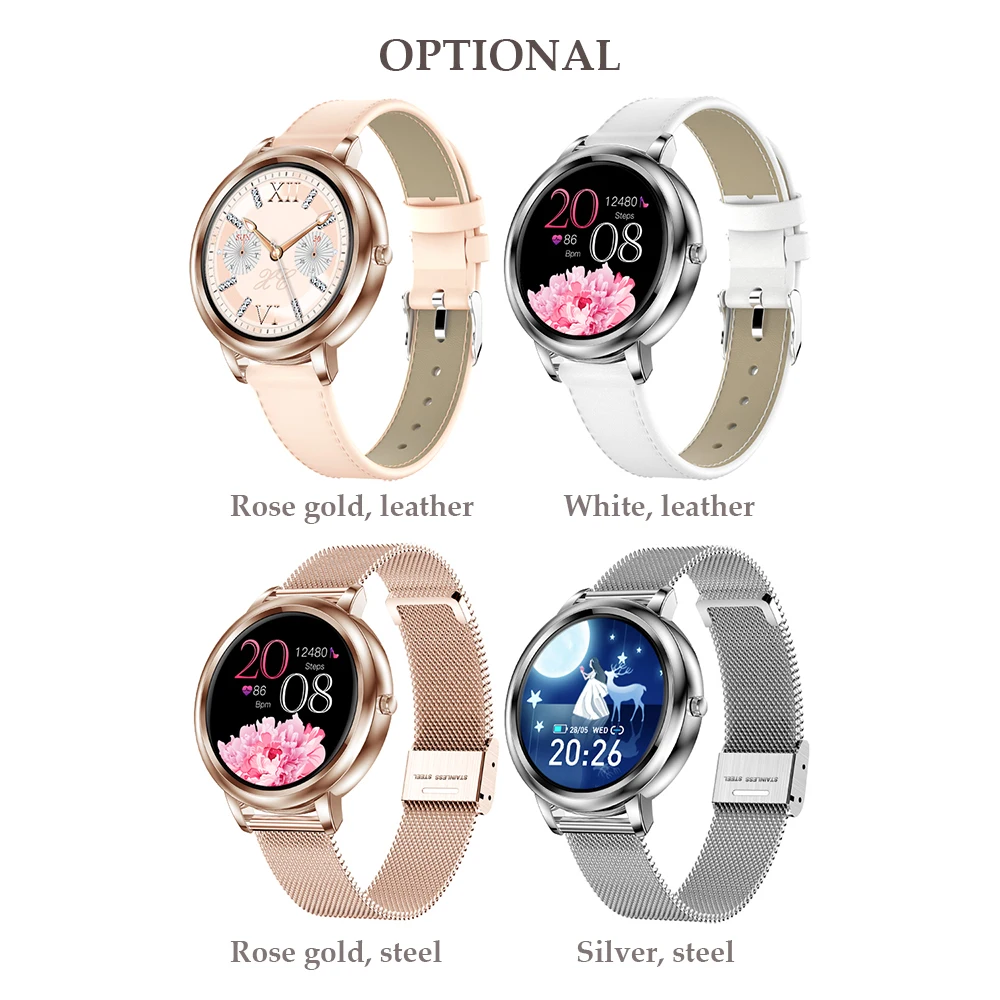 

1.09 inch smart watch Heart Rate Blood Pressure Monitor Elegant Women's Watches Fitness Bracelet IP67 Waterproof Smartwatch