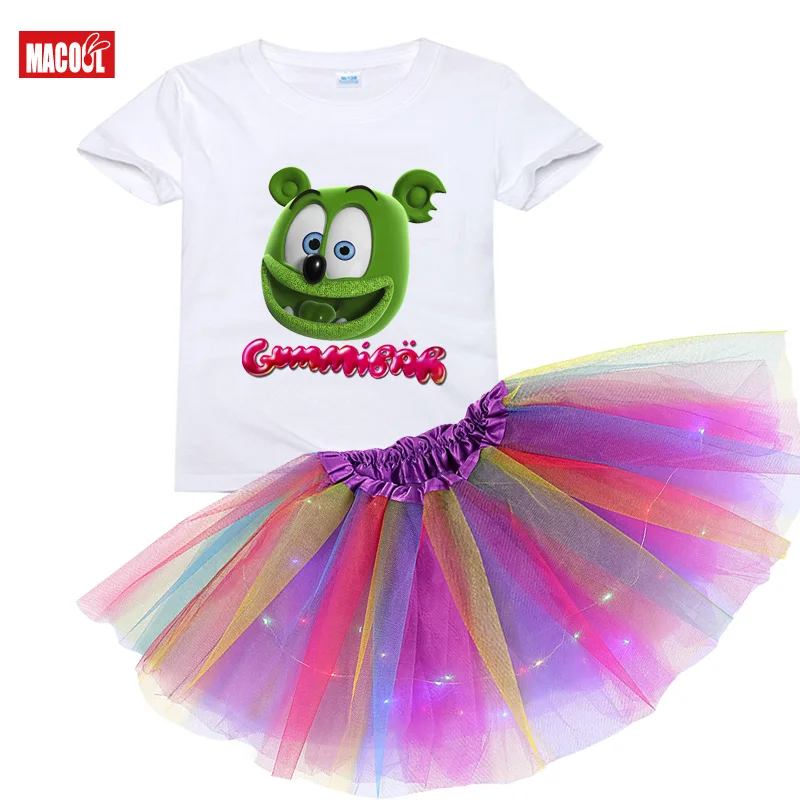 tutu dress for girls clothing set Outfit Party Set Rainbow Princess Skirt LED Set bear Toddler Girl Summer Clothes Kids Clothing
