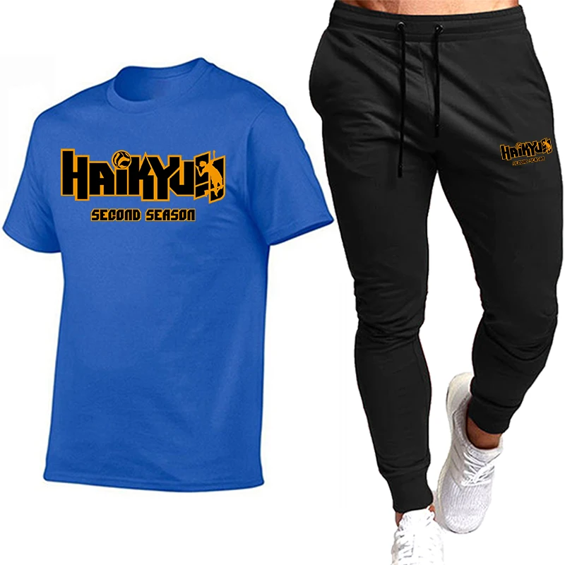 

2021 New Summer Fashion Casual Brand Men's Sportswear Suit Short-Sleeved T-Shirt + Jogging Pants Two-Piece S-3XL Leisure Suit