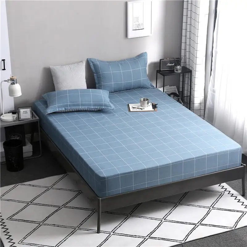 

68 1pcs 100% polyester printing bed mattress set with four corners and elastic band sheets hot sale
