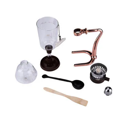 

Retro Household Stainless Steel Siphon Pot Glass Siphon Coffee Pot Appliance Manual Brewing Coffee Gold-Plated Set 3cups