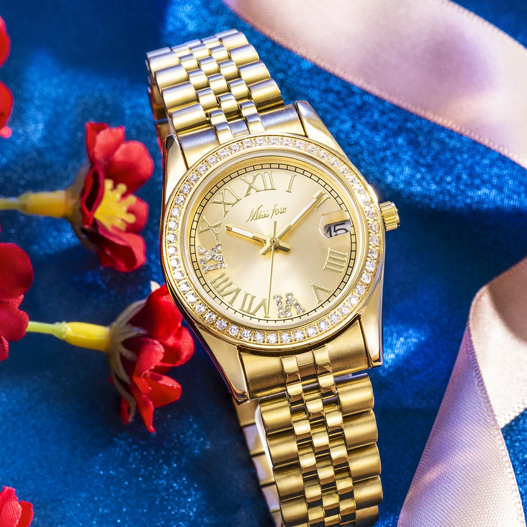 

MISSFOX женские часы Datejust Роскошные топовые часы из нержавеющей стали Брендовые Часы для женщин дизайнерские водонепроницаемые наручные часы ...