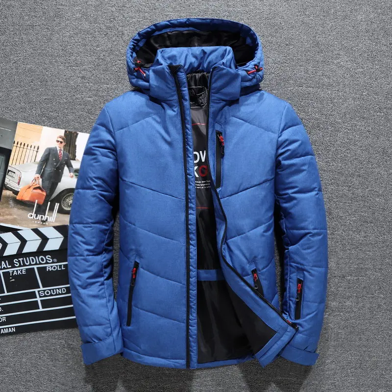 

Fashion Design Brand Men's Winter Jacket Black White Hooded Detachable Windproof Warm Down Jacket Male Parka Coats