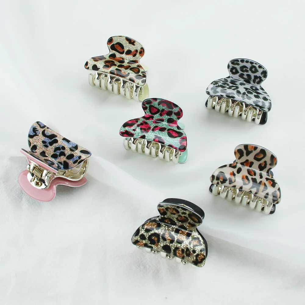 6PCS/Lot 4CM Acrylic Small Crab Hair Claw Clip Women Girls Cute Floral Leopard Plastic Barrette Clamp Hairpin Accessories |