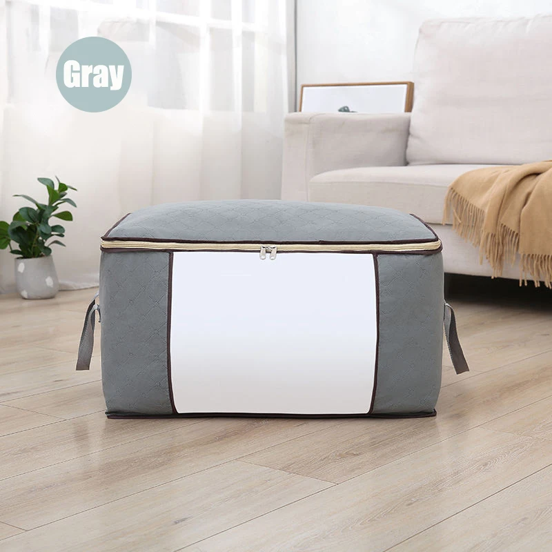 Side handle-gray TWDW Водонепроницаемая Стеганая сумка для хранения очень большая Нетканая Одежда для хранения игрушек шкаф пылезащитный чехол для одежды домашняя сумка-Органайзер - Цвет: Side handle-gray