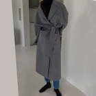 Качественное зимнее шерстяное пальто Lamtrip 2020, двубортное классическое длинное пальто, женская Свободная верхняя одежда с поясом