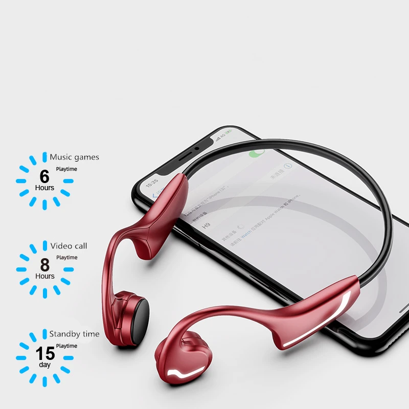 

Спортивные наушники с костной проводимостью, совместимые с Bluetooth, водонепроницаемые, с защитой от пота, гарнитура с длительным временем раб...