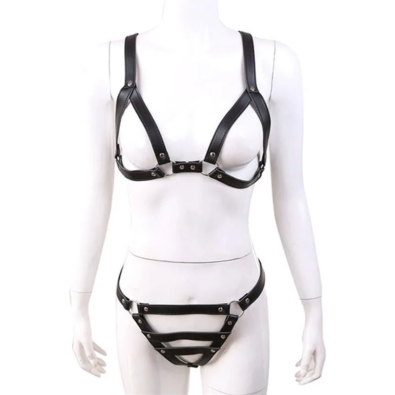 Эротический женский черный бюстгальтер из искусственной кожи на - Цена: 813.23